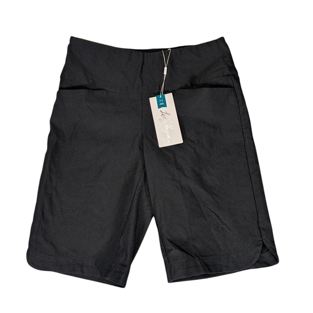 Lady Hagen Women Small Black Tummy Control 10" Inseam Pull On Golf Shorts NWT